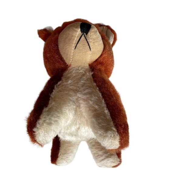 Vintage Plush Bear Japan Red Brown Rare Stuffed Animal Unique OOAK - Picture 3 of 11